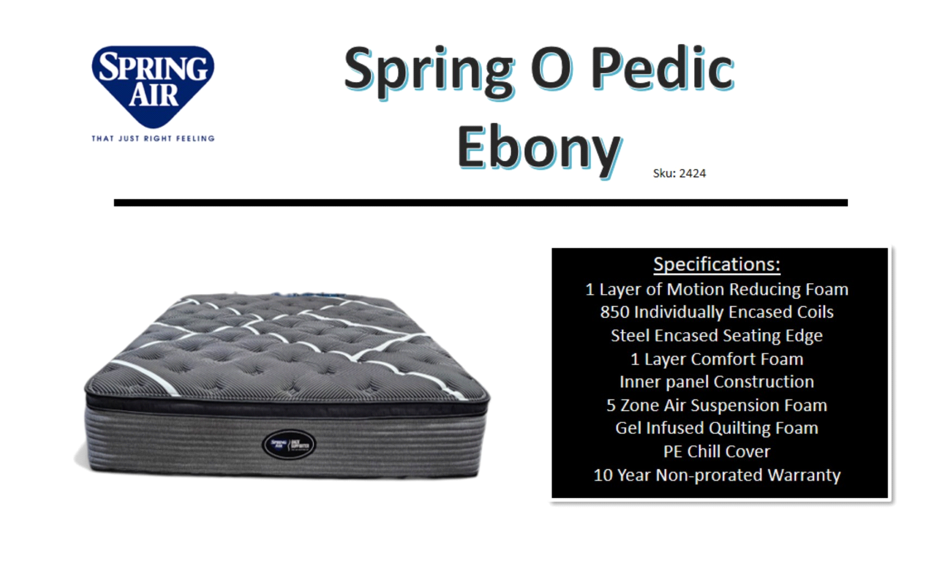 Spring Air - Spring O Pedic Ebony